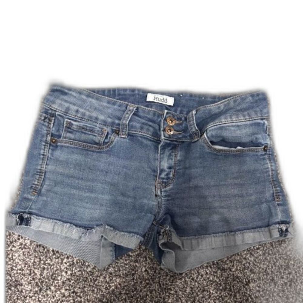 Mudd cuffed blue medium-wash denim shorts 3 junior's